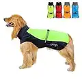 Zunea Waterproof Dog Raincoats for Medium Large Dogs Lightweight Reflective Jacket Safty Coat Windproof Mesh Lined Vest Clothes Outdoor Hunting Hiking Apparel for Wet Days Green 4XL