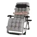 DQCHAIR Sun Lounger Folding Zero Gravity Chairs Recliner For Beach Patio Garden Camping Outdoor Portable Home Lounge Chair Supports 200kg Black (color : With gray Cushions)