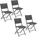 Casaria Polyrattan Klappstuhl 4er Set 120 kg Belastbarkeit Platzsparend Klappbar Leicht Tragbar Wetterfest Garten Terrasse Balkon Camping Stuhl Sessel