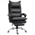 Vinsetto Fauteuil de Bureau Manager Chaise de Travail Grand Confort avec Repose-Pied Dossier inclinable Hauteur réglable revêtement PU 66 x 72 x 122-130 cm Noir