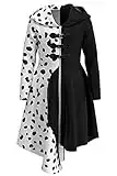 Kids Girls Cruella Deville Costume 2021 Halloween Cosplay Coat Cloak for Child,Medium