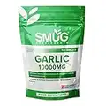 SMUG Supplements Garlic Tablets - 100 Tablets - Super Strength Pills - Concentrated Extract Equivalent to 10000mg Raw Herb - Resealable Pouch - Vegan Friendly - Made in Britain