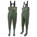 Michigan 100% Waterproof Olive Nylon Fishing Chest Waders with Belt Size 10