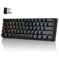 60% Wireless Gaming Keyboard, 2.4G/Type-C/Multi-Device Bluetooth Keyboard- RGB Backlit- Clicky Blue Switch, 61 Keys Rechargeable Mini Mechanical Keyboard for iPad Mac Windows Xbox, Portable for Travel