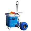 Folding Beach Cart with Balloon Wheels, Rolling Cooler Dolly with Big 13 Inch Large Sand and Beach Tires (Blue)