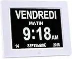 8" LCD Horloge Numérique Calendrier avec Date, Horloge Calendrier avec Date, Jour et Heure | Horloge Alzheimer | Horloge pour Les Seniors,C'est pour Les Parents (Blanc)