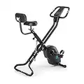 CAPITAL SPORTS Azura X2 - bicicletas estaticas, Bicicleta estática, Pulsómetro, bici estatica plegable, Rotor de 4 kg, 7 niveles de altura, Peso máx. 120 kg, 8 niveles resistencia, Respaldo, Negro