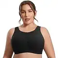 SYROKAN Women's Wirefree High Impact Sports Bra Non-Padded Full Figure Bras Plus Size Blace 42DD