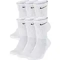 Nike Everyday Cushion Crew Socks, Unisex , White/Black, M (Pack of 6 Pairs of Socks)