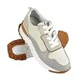 Zerimar Calzature Sportive da Uomo con Alzate in Pelle Naturale | Scarpe da Uomo con Rialzo Interno | Scarpe con Rialzo +7 cm | Scarpe Eleganti da Uomo in Pelle | Colore Bianco Grigio Taglia 42