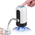 Justech Pompe à Eau Potable Automatique Pompe à Bouteille d'eau Électrique Distributeur Bouteille Rechargeable USB sans Fils avec 5pcs Gallon Capsules Antipollution pour Cuisine Bureau-Blanc