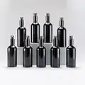 YIZHAO Black Glass Spray Bottles 4oz, with Small Fine Mist Spray, Metal Cap, Refillable for Essential Oil,Travel,Cleaning,Perfume,Aromatherapy,Makeup – 9 Pcs