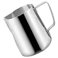 CACAKEE Milk Frothing Pitcher Stainless Steel Espresso Steaming Pitchers, 12OZ/350ML Coffee Milk Frother Cup for Espresso Machines Latte Art, Sliver