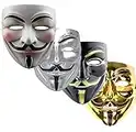 GrassVillage Anonymous Halloween V for Vendetta 3 pc Mask Set - Gold, White and Black - PARTY, WORLD BOOK WEEK/HALLOWEEN KIT