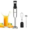 Immersion Hand Blender Electric 2021 Upgrade, OBERLY 500W Smart Stepless 3-in-1 Heavy Duty Handheld Stick Mixer, Stainless Steel Blade with Milk Frother, Egg Whisk for Coffee Foam, Smoothies and Puree