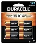 Duracell CR123A 3V Lithium Battery, 6 Count Pack, 123 3 Volt High Power Lithium Battery, Long-Lasting for Home Safety and Security Devices, High-Intensity Flashlights, and Home Automation