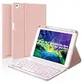 iPad Keyboard Case for 10.2" 9th Gen 2021/8th Gen 2020/7th Gen 2019/Pro 10.5" 2017/Air 3rd Gen 10.5 2019 Wireless Backlit Detachable Keyboard with Magnetic Protective Cover with Pencil Holder(Pink)