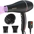 Ionic Hair Dryer, 2200W Professional Blow Dryer Fast Drying Travel Hair Dryer with Diffuser, AC Motor Constant Temperature Low Noise Ion Hair Dryers Curly Hair Care Hairdryer Blowdryer for Women Men