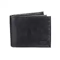 Levi's Men's Slim Bifold Wallet - Genuine Leather Casual Thin Slimfold with Extra Capacity and ID Window, Charcoal Black, One size