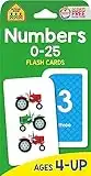 School Zone - Numbers 0-25 Flash Cards - Ages 4 to 6, Preschool, Kindergarten, Math, Addition, Subtraction, Numerical Order, Counting, and More