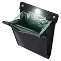 Smart LED Car Trash Can Waterproof Garbage Bag Passenger Side Artificial Leather Storage Pocket Leak Proof Reusable Traveling Portable Offices Toilet Garbage Cans Back Seat Hanging (Black-1pack)