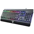 Tastiera da Gioco,con Pannello Interamente in Metallo Rainbow LED, Controlli Multimediali/Tasti Ergonomici/Impermeabili/Silenzioso/19 tasti anti-ghosting,Layout Italiano Tastiera per PC/laptop/PS4