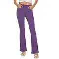 VIPONES Purple Jeans for Women Bell Bottom High Waisted Flare Jean Bootcut Stretch Slimming Solid Rise Skinny Denim Pants(240,Size 8)