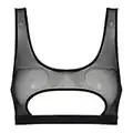 Hularka Women's Ultra Thin Sheer Mesh See Through Unlined Yoga Sports Bra Top Cropped Tank Vest Top Black Medium