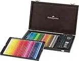 Faber-Castell 110006 - Farbstift Polychromos, 48-teiliger Holzkoffer mit Zubehör, wasserfest, bruchsicher, für Profis und Hobbykünstler