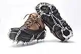 Suntapower Tipo di Cinturino Ramponi, 19 Denti Artigli Multi-Funzione Antiscivolo Ice Cleat Ramponi con Catena in Acciaio Inox per Picco di Ghiaccio Escursionismo Camping Moutaineering, Nero L