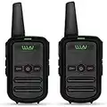 WLN KD-C52 FRS GMRS Walkie Talkie USB Chargeable Mini Handheld Two Way Radio for Kids Adults (1 Pair) (Black)