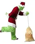 Penny Esther Christmas Green Monster Costume Deluxe Santa Claus Costume Adult Santa Suit Men's Santa Outfit Xmas Santa Claus Outfit (XL)