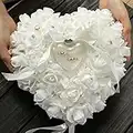 Almohada De Anillos De Boda 15 X 13 Cm, Con Forma De Corazón Caja De Anillo De Boda Talla Única Almohada Almohadilla Para Anillo De Boda Con Elegante Flora De Satén Para Joyería Accesorios De Boda