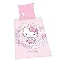 Herding Hello Kitty Bedding Set, Pillowcase 80 X 80 Cm, Duvet Cover 135 X 200 Cm, With Easy Zip, 100% Cotton/Renforcé