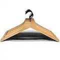 Closet Spice - 20 pack Signature Wood Suit Hangers (Natural/Black) Modern & Minimalist Design with Black Metal Hardware - Unique Square Head Design, Non Slip Black Metal Pant Bars, 360°Anti Rust Black Swivel Hook, Sturdy & Long Lasting Wooden Coat Hangers with Notches at Each End to Hang All Your Clothes