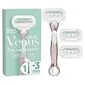 Gillette Venus Deluxe Smooth Sensitive Women's Razor + 3 Razor Blade Refills, with Rose Gold Metal Handle, Lubrastrip with A Touch of Aloe Vera, Packaging May Vary