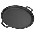 GRANDWISH Cast Iron Skillet Pan, Pre-Seasoned Round Griddle Pan for Pancakes, BBQ, Pizza Pan with Handles (35 cm)