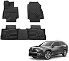 DESLE Floor Mats for Toyota Rav4, Black TPE All-Weather Guard Includes 1st and 2nd Row: Front, Rear, Full Covered Floor Mat, Non-Slip, 3D Floor Mat, Odourless, Fit Year 2019-2022,3Pcs