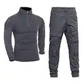 Homeilteds Männer Tactical Uniformen Militärische Kleidung Armee-Grün Kampfanzug Sets Sonder Airsoft T-Shirts Paintball-Hosen Mit Pads Waistcoat (Color : Gray, Size : XXL)