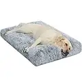 WAYIMPRESS Large Dog Crate Bed, Mat for Medium Small Dogs&Cats,Fulffy Faux Fur Kennel Pad Comfy Self Warming Non-Slip Dog Beds for Sleeping and Anti Anxiety (36x23x3.5 Inch, Grey)