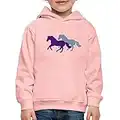 Spreadshirt® Deux Chevaux Au Galop Pull À Capuche Premium Enfant, 7-8 Ans, Rose Cristal