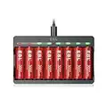 EBL 8pcs Piles Rechargeables AA 1,5V Puissants, avec Chargeur de Piles 8 Slots M7012 pour AA/AAA 1,5V Piles Rechargeables Li-ION