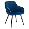 WOLTU 1 X Kitchen Dining chair Blue with arms and backrest,Living Room chair chair for bedroom Velvet,BH93bl-1