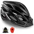 Shinmax Bicycle Helmet with Safety LED Light, CE Certified Bike Helmet Adjustable Mountain & Road Cycle Helmet for Men Women Adult Cycling Helmet with Detachable Visor Backpack Lightweight MTB Helmet