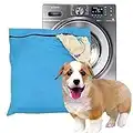 Pet Laundry Bag, Blue Filters Pet Hair Petwear Wash Bag for Washing Machine with YKK Zip for Pet Bedding Blankets Towels (Large)