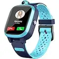 Fitonme Kinder Smartwatch 4G,GPS-Tracker-Uhr mit Videoanruf Schulmodus Schrittzähler Geo-Fence SOS Anti-Verlust von Früherziehungstools HD-Bildschirm, Telefon-Funktion, Himmelblau