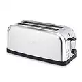 H.Koenig TOAS28 Toaster/Langschlitztoaster mit extra breitem Schlitz / 7 Wärmestufen / 3 Funktionen/geeignet für Bauernbrot, 4 Toasts oder Baguette/Edelstahl/silber