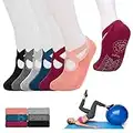 Luckit Yoga Socks with Grips for Women, Barre Socks, Non Slip Grip Socks, Pilates Socks for Yoga, Ballet, Dance, Workout, Home and Hospital, 6 Pairs of 6 Colors, Free Size 5~10 (6 Pairs of 6 Colors)