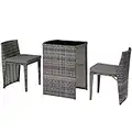 TecTake Salon de Jardin extérieur 2 Places en résine tressée mobilier de Jardin Ensemble Table et chaises de Jardin – diverses Couleurs (Gris)