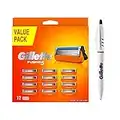 Gillette Fusion 5 Lamette da Barba, 12 Ricambi da 5 Lame, Delicatezza Insuperabile, Rasatura Scorrevole con Striscia Lubrificante, Fino a 1 Mese di Rasatura con 1 Lametta + Penna Inclusa